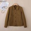 ZANZEA Women Loose Turn Down Collar Long Sleeve Casual Blouse