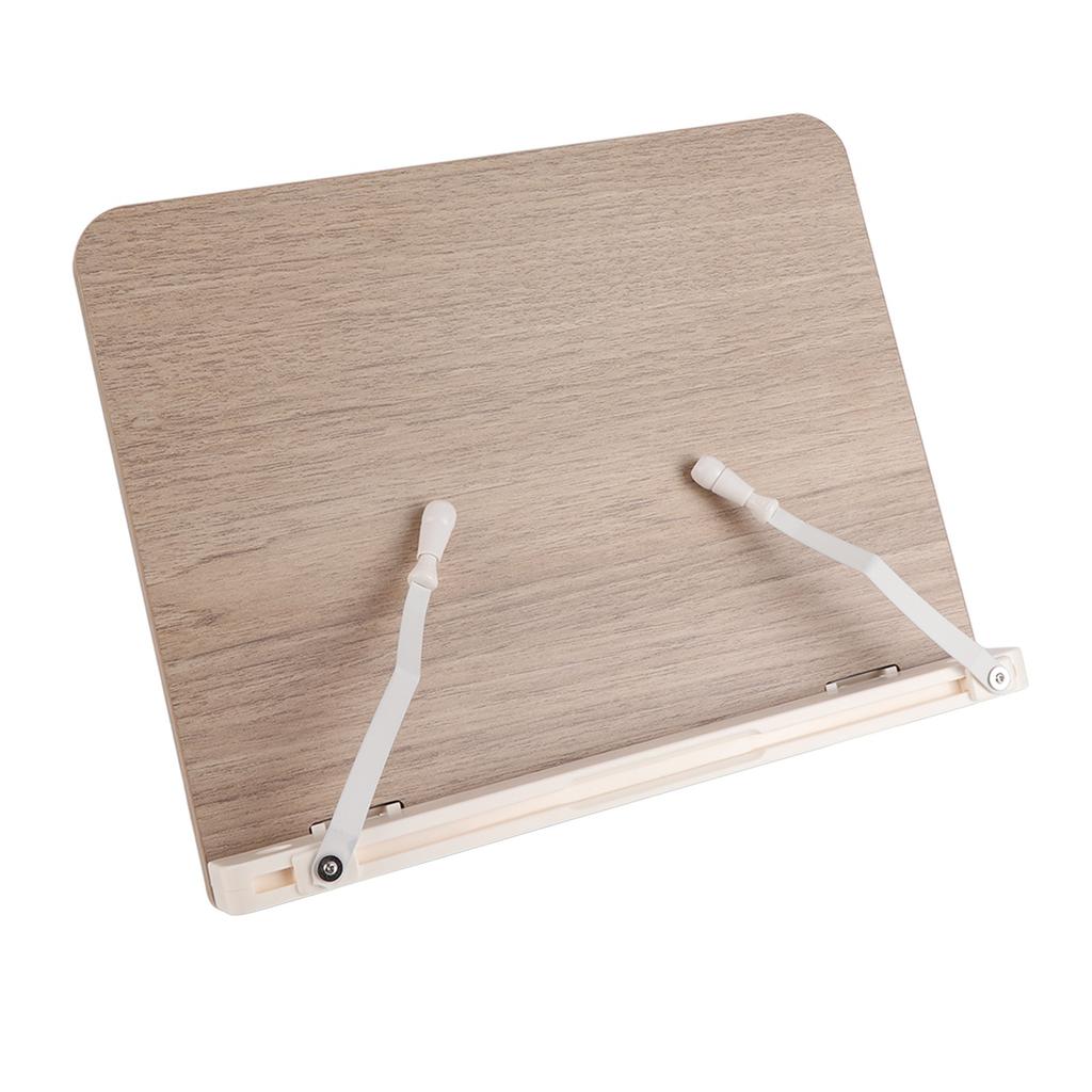 Wood Book Stand Portable Adjustable Desk Reading Textbook Recipe Display Holder with Paper Clips