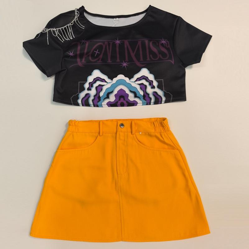 Anime KPop Demon Hunters Mira Cosplay Costume Top Skirt Earrings Huntrix Uniform Halloween Party for Women Girls Carnival Suit