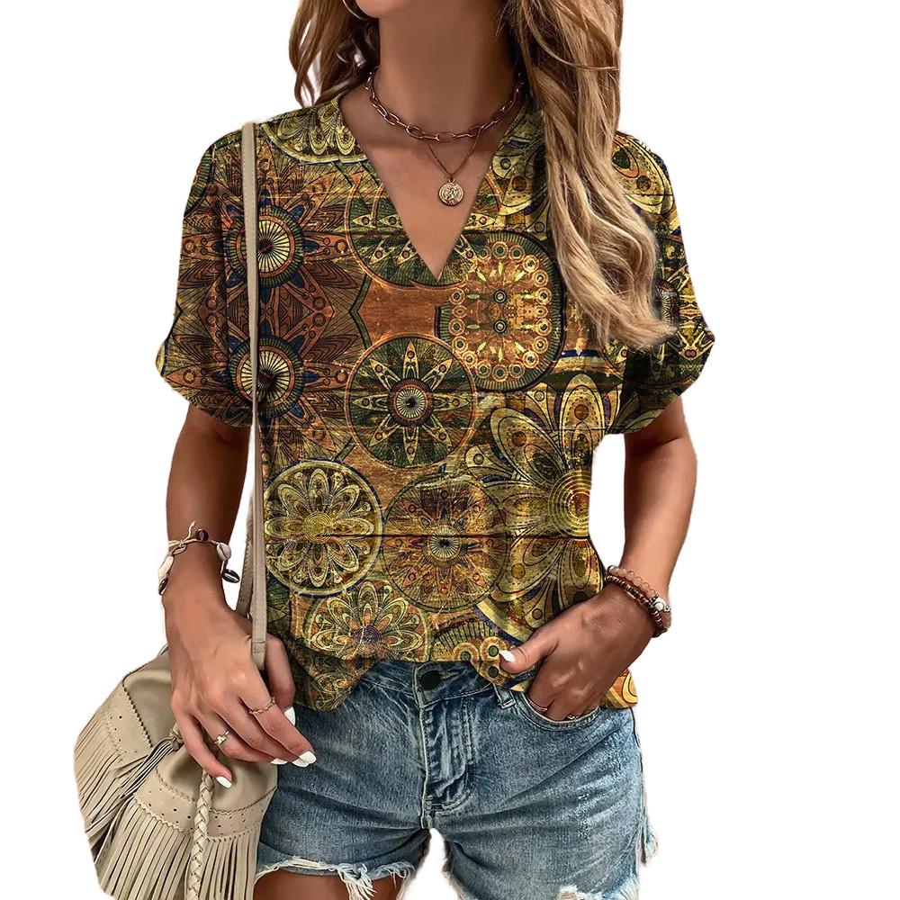 

Женская футболка в стиле ретро, летняя футболка с коротким рукавом и V-образным вырезом, повседневная футболка с принтом в полоску в стиле Харадзюку для женщин, уличный стиль, пуловер, топы 3XL