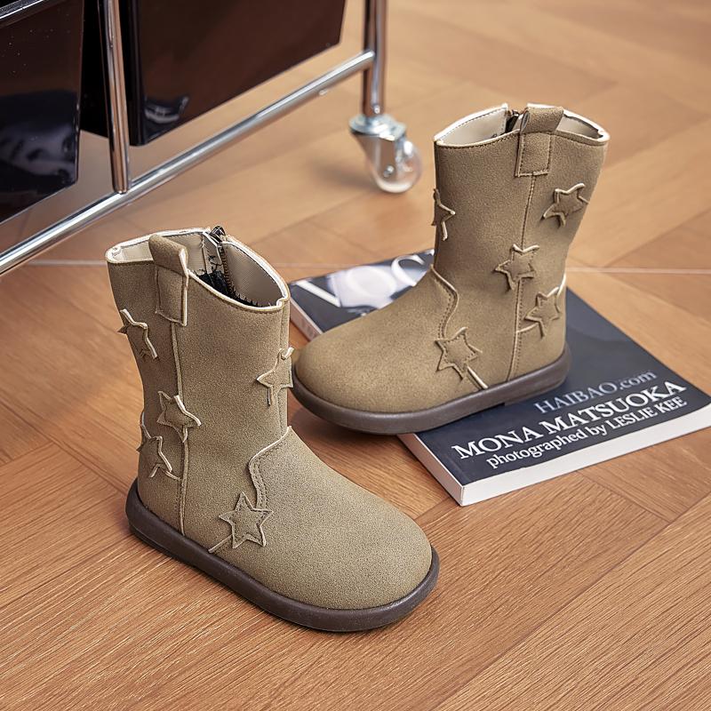 Girls Mid-calf Boots Autumn Winter New Versatile Children's Fashion Boots Chic Trend Kids Causal Boots Matte Leather Non-slip