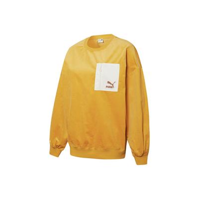 Cord Crewneck Sweatshirt With Contrast Pocket Women Tops Gold 534753-37