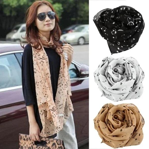 New Fashion Scarf Scarf Scarf Music Note Printed Shawl Women's Soft Chiffon Scarf Travel Photo Versatile And Wearable