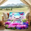 1PC Custom Name Fantasy Axolotl Garden Flannel Blanket Versatile,all-season Throw Suitable for the Living Room,bedroom,camping,travel,and Gift