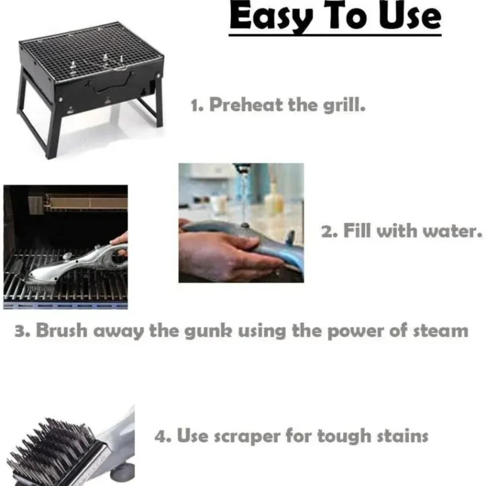 Stainless Steel Barbeque Grill Steam Brush Outdoor Steam Cleaning Brushes BBQ Cleaner Suitable Accessories Kitchen Tool