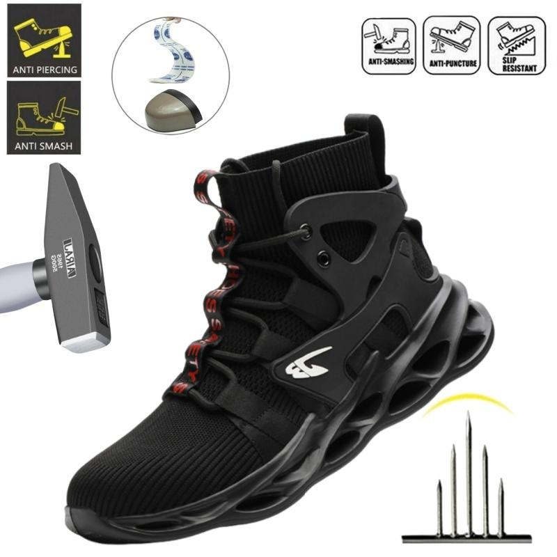 Breathable, Lightweight And Comfortable Anti-Smash And Anti-Puncture Safety Shoes Men Safety Boots Steel Toe Cap Shoes