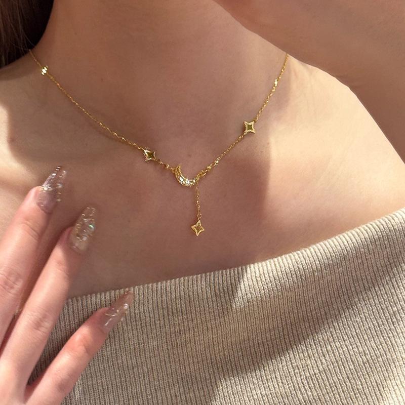 Small Fading Gold No Necklace Exquisite Collarbone Chain Full Of Blessing Light Luxury Titanium Steel Brushed Lucky Bag