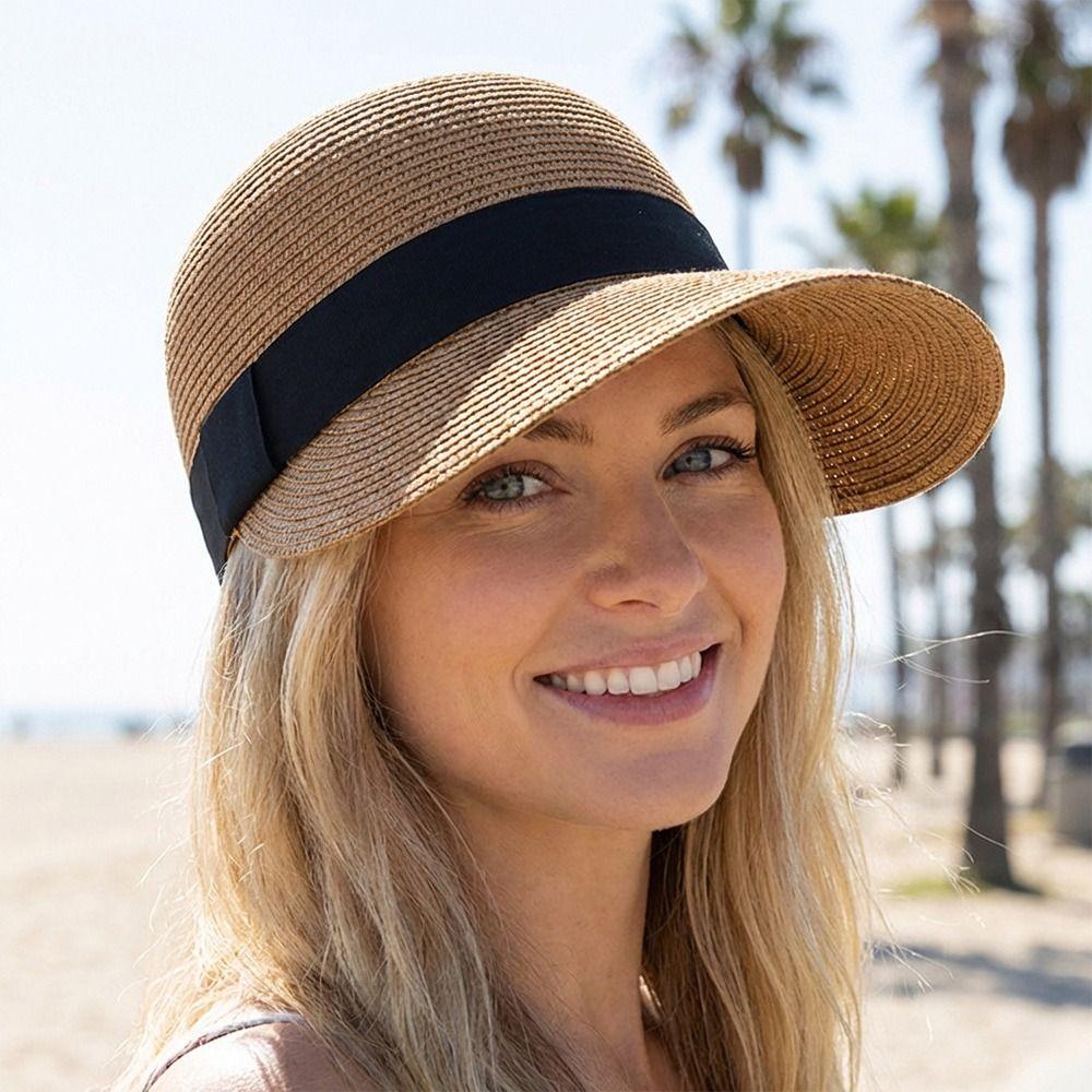 Cappelli di Paglia Intrecciata Cappelli da Sole Protezione Solare Berretti alla Moda Berretto da Baseball Estivo