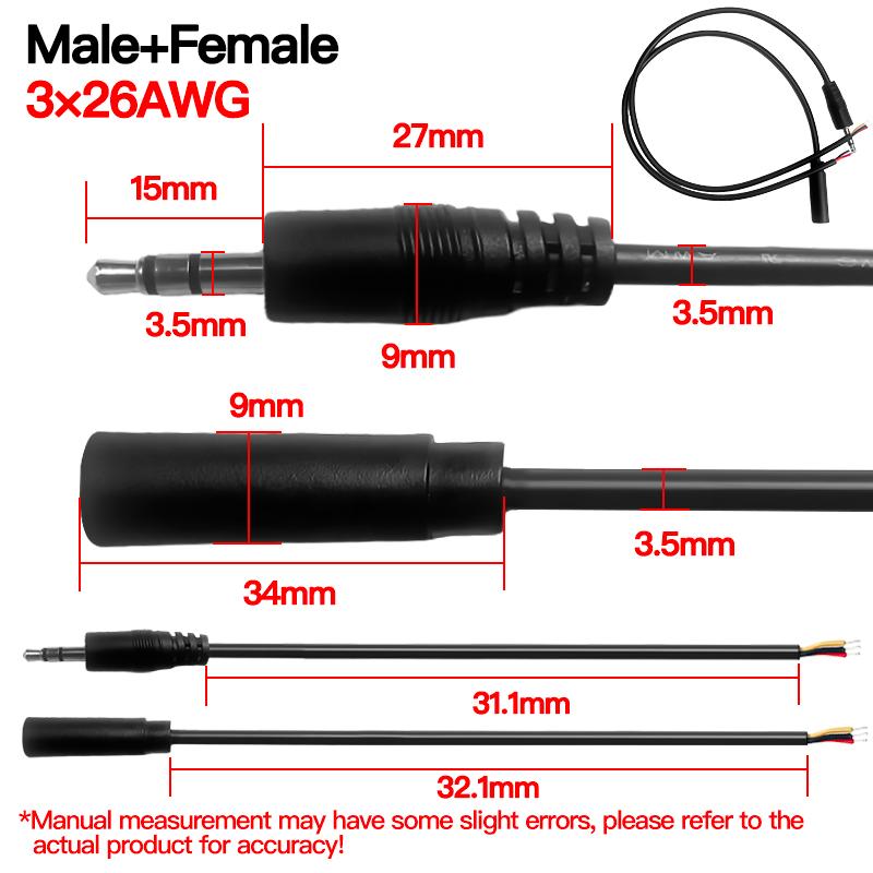 5PCS 3.5mm Audio Cable 3X26AWG, Universal Stereo Aux Cord for Car/Speakers, High-Quality Audio Transmission Wire with Connector