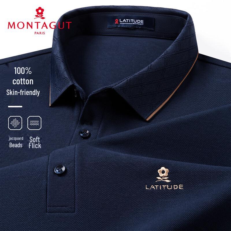 

MONTAGUT Men s Long-Sleeve Cotton Polo Shirt XL
