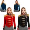 Womens Circus Ringmaster Costume Set Long Sleeve Stand Collar Fringed Shoulder Jacket Hat Bow Collar Gloves