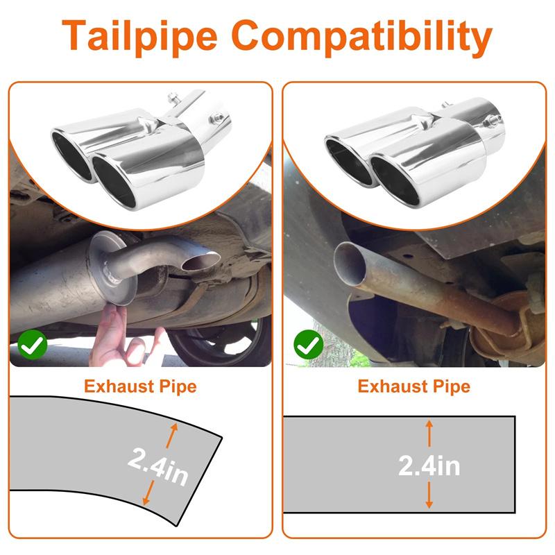 Car Universal One To Two Tail Throat Double Pipe Tail Pipe Stainless Steel Exhaust Pipe Modification Supplies