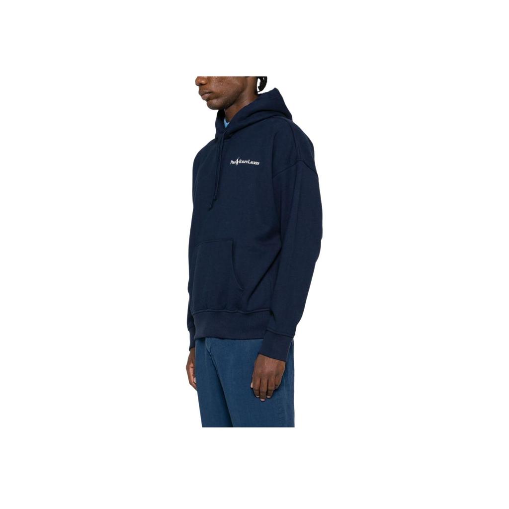 Polo Ralph Lauren Solid Color Hooded Loose Fit Pullover Long Sleeve Sweatshirt Men sweatshirt Navy-Blue 710917904-005