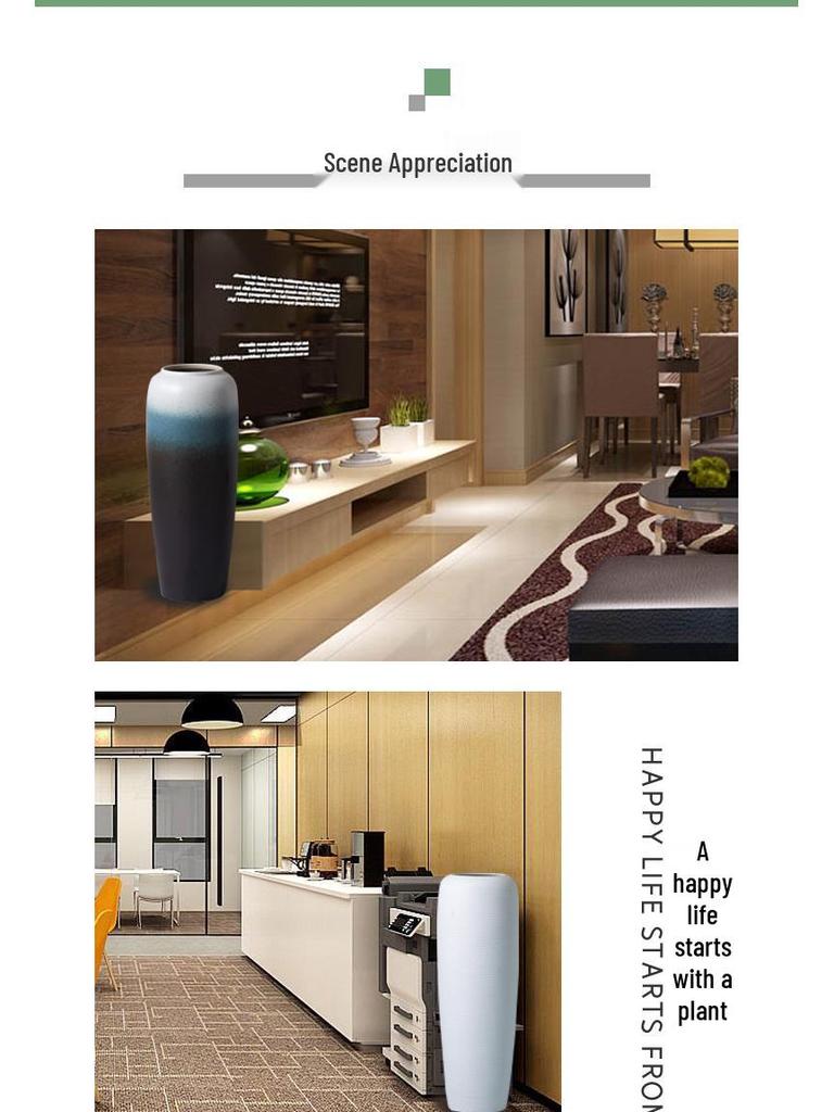 Ceramic Floor Vase for Living Room Dried Flower Arrangement - New Chinese Style Home Decor