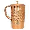 Dinamond Hammered Design Copper Jug Pitcher with Brass Knob, Storage & Serving Water, Yoga Ayurveda Healing, Volume- 2000 ML