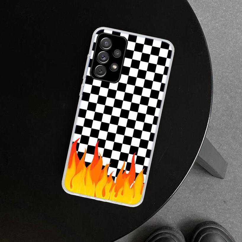 Black White Checkered Phone Case for Samsung Galaxy A17 A16 A26 A36 A56 A57 A37 A15 A25 A35 A55 A14 A24 A34 A54 A13 A23 A33 A53