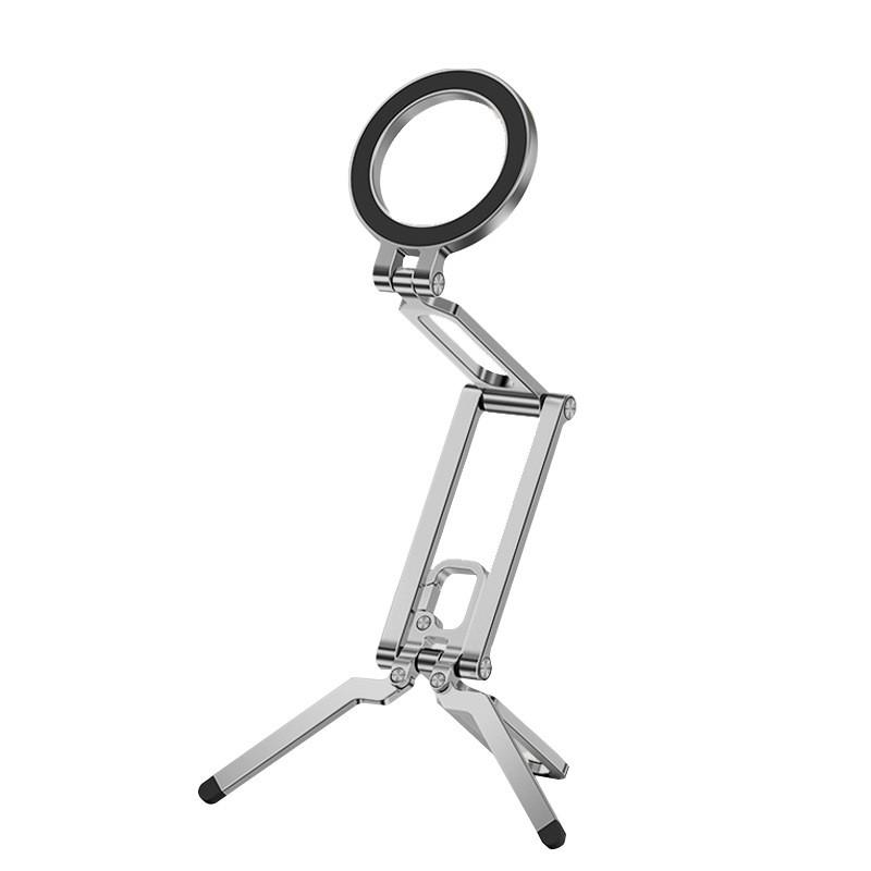 Magnetic Phone Stand Desk Selfie Tripod Foldable Metal Holder Car Home Office Bathroom Portable Mount