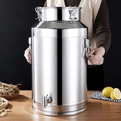 Barril Sellado de Cocina de 5L/9L/14L con Grifo Contenedor de Grasa de Acero Inoxidable con Tapa Hermético Cubo de Leche Tanque Sellado de Vino