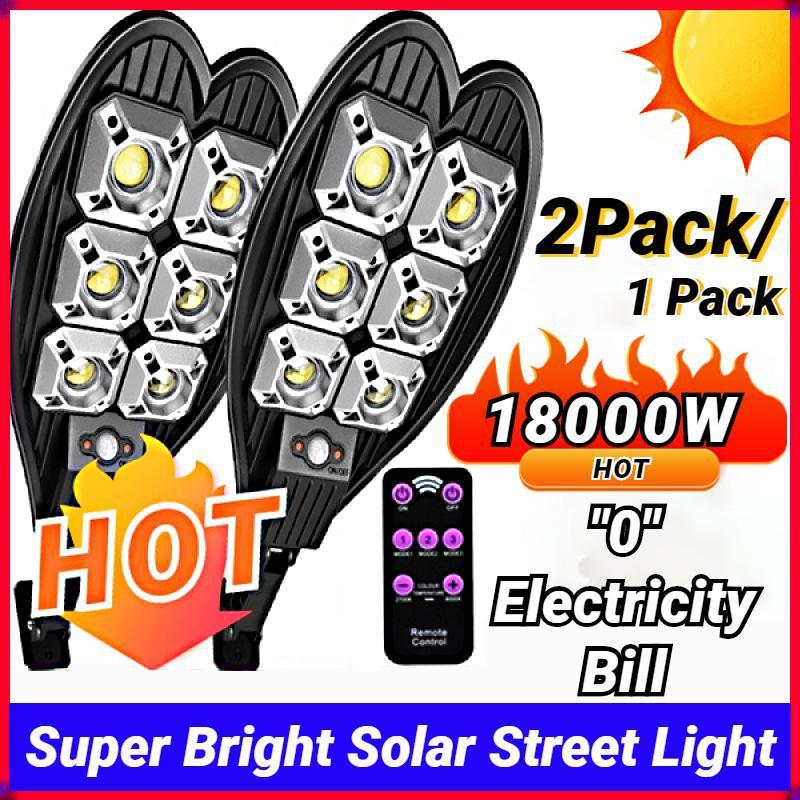 

2/1PACK 18000 Вт 180COB Солнечный уличный фонарь IP67 Водонепроницаемый пульт дистанционного управления PIR Датчик движения Солнечная лампа для садовой безопасности Настенный светильник