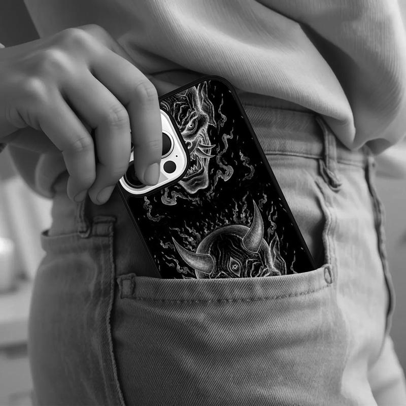 Japanese Hannya Mask Phone Case For iPhone 17 Air 15 16e 14 13 Pro Max Coque 12 11 Pro Max PLUS Cover