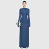 Herbst Neue Mode Temperament Langarm Elegant Falten Taille High-End Kleid