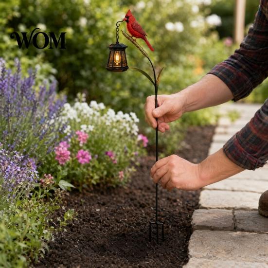 Landscape Lighting for Lawns Solar Kingfisher Garden Stake Light, Metal Bird Yard Art with Hanging Lantern, Auto-On Decorative LED Waterproof Outdoor
