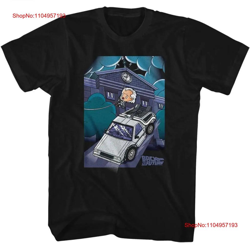 Back To The Future Cute Cartoon Doc And Clock Tower Black Adult T Shirt vintage Washed fashion graphic designer clothes