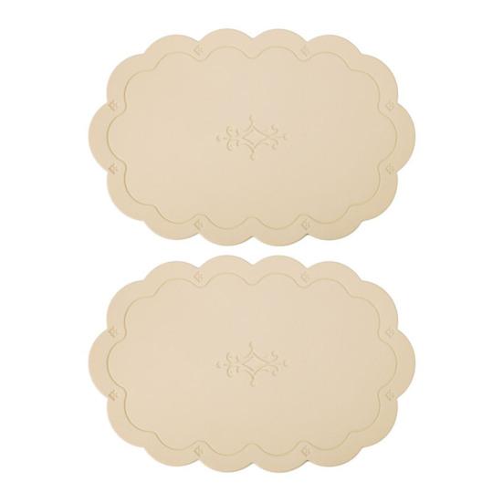 2 Pcs Leather Placemats with Embossment Design No-Slip Heat Resistant Table Mats