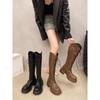 Thick-soled heightening boots women's new lace-up knee-length rider boots high-top slimming temperament boots for women in the fall of 2025