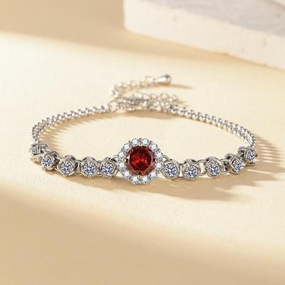 Exquisite Red Flower Diamond Bracelet: Elegant, Adjustable, and Versatile Sparkling Jewelry