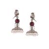 Purple Peacock Silver Oxidised Stones & Beads Traditional Jhumki Earring For Women