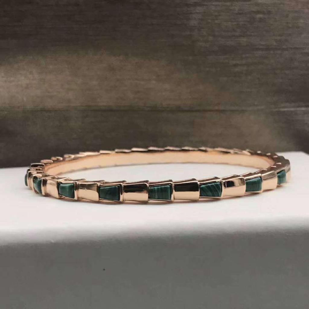 Sterling Silber Schlangenarmband mit Voll-Diamanten, natürlichem Perlmutt & Achat, in Pfauengrün für Paare - Unisex Europäischer & Amerikanischer Stil