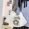 2025 summer Yi Mengling same embroidered cartoon letter canvas bag tote bag single shoulder crossbody zipper student girl