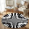 Minimalist Round Abstract Multicolor Accent Rug, Non-Slip Floor Mat for Kids Room