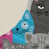 3pcs Colorful Cats Fitted Sheet Cartoon Cat Pattern 3D Print Gifts For Students Girls 100% Polyester Flat Sheet With Pillowcases