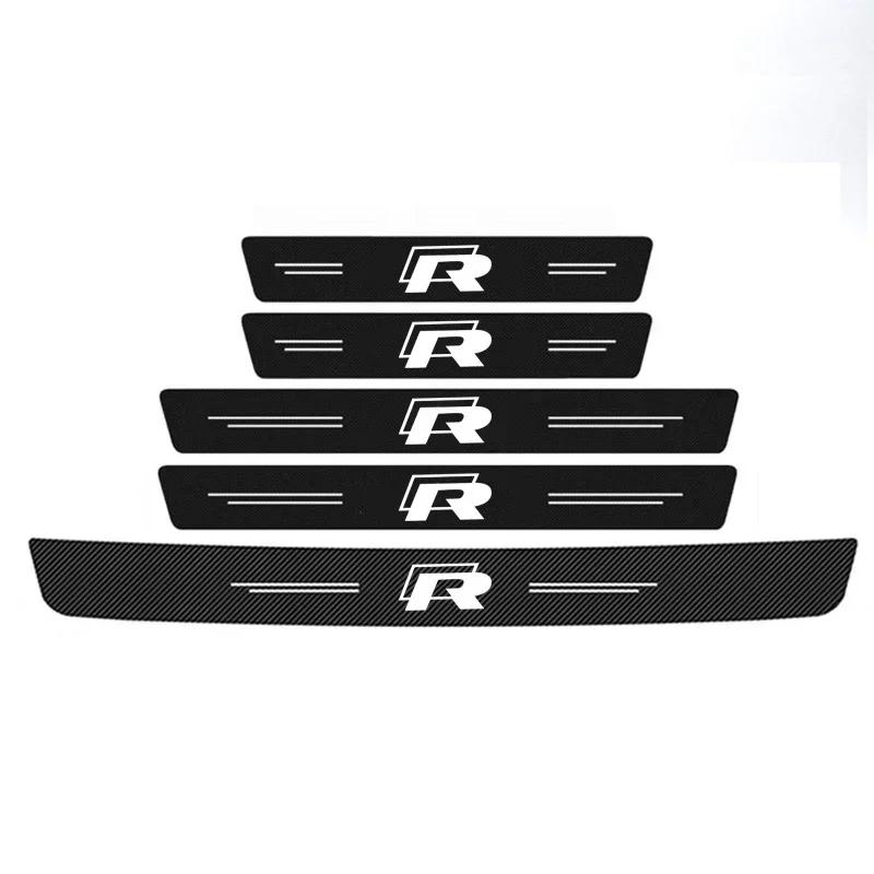 2026 Hot VOLKSWAGEN Carbon Fiber Car Door Sill Protector Stickers for Volkswagen VW Rline R Line Polo Touran Tiguan Jetta T5 Gol zf7