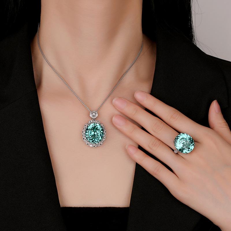 Schmuck Kupferboden Vergoldet Simulation Para Grün Temperament Anhänger Set Hauptstein 18 * 20