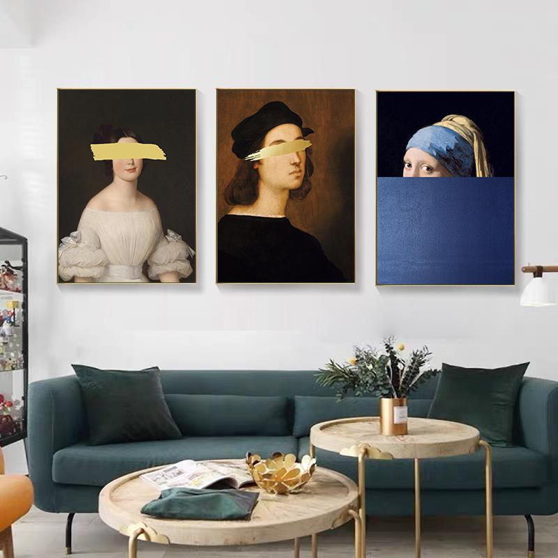 Mona Lisa Poster Oil Painting Abstract Classic Canvas Wall Art Prints Home Room Decor Pictures for Living Room Frameless