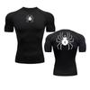Spider Print Compression Shirts for Men Gym Workout Fitness Undershirts Short Sleeve Quick Dry Athletic T-Shirt Tops Sportswear