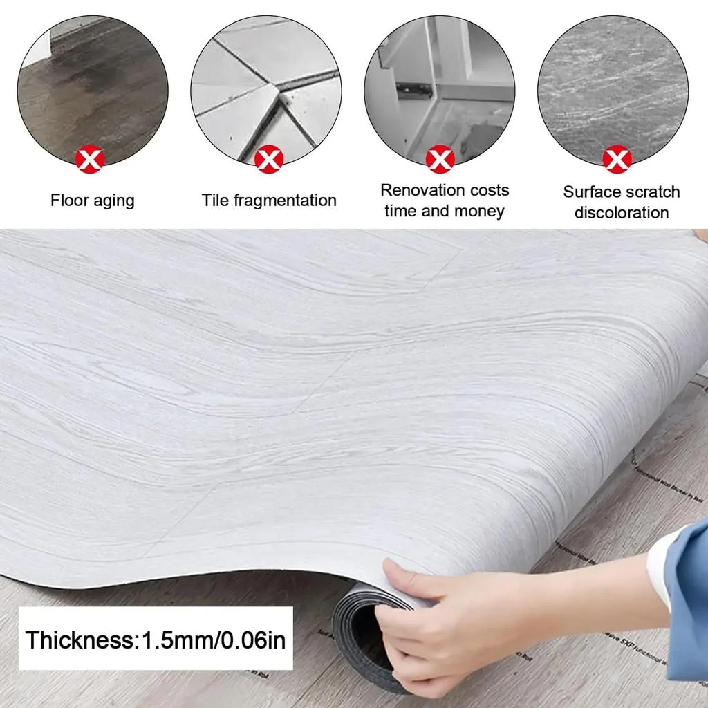 1PC 15.75x118.1in Thickened Self-adhesive 3D Wood Grain Floor Stickers Anti-Slip Wear-Resistant Home Decoration Floor Stickers