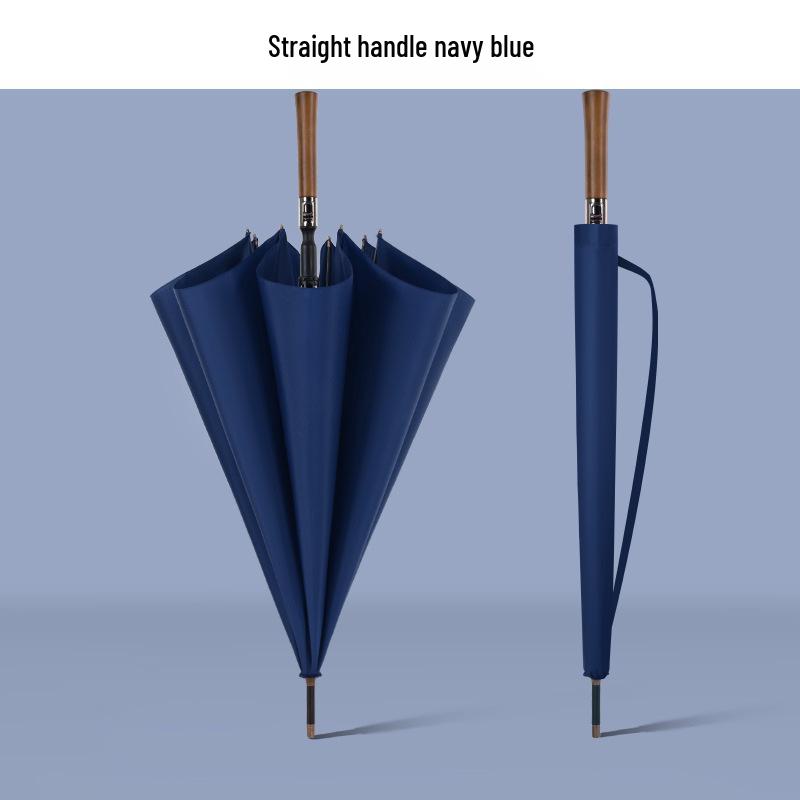 Men's Business Golf Umbrella: Solid Wood Handle, 8-Ribs, Windproof, Automatic, Extra Large, Gift
