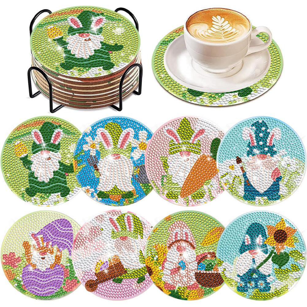 8Pcs Diamond Painting Coasters Animals Diamond Art Painting Kits DIY Diamond Art Coaster Diamond Art Crafts for Adults Gift