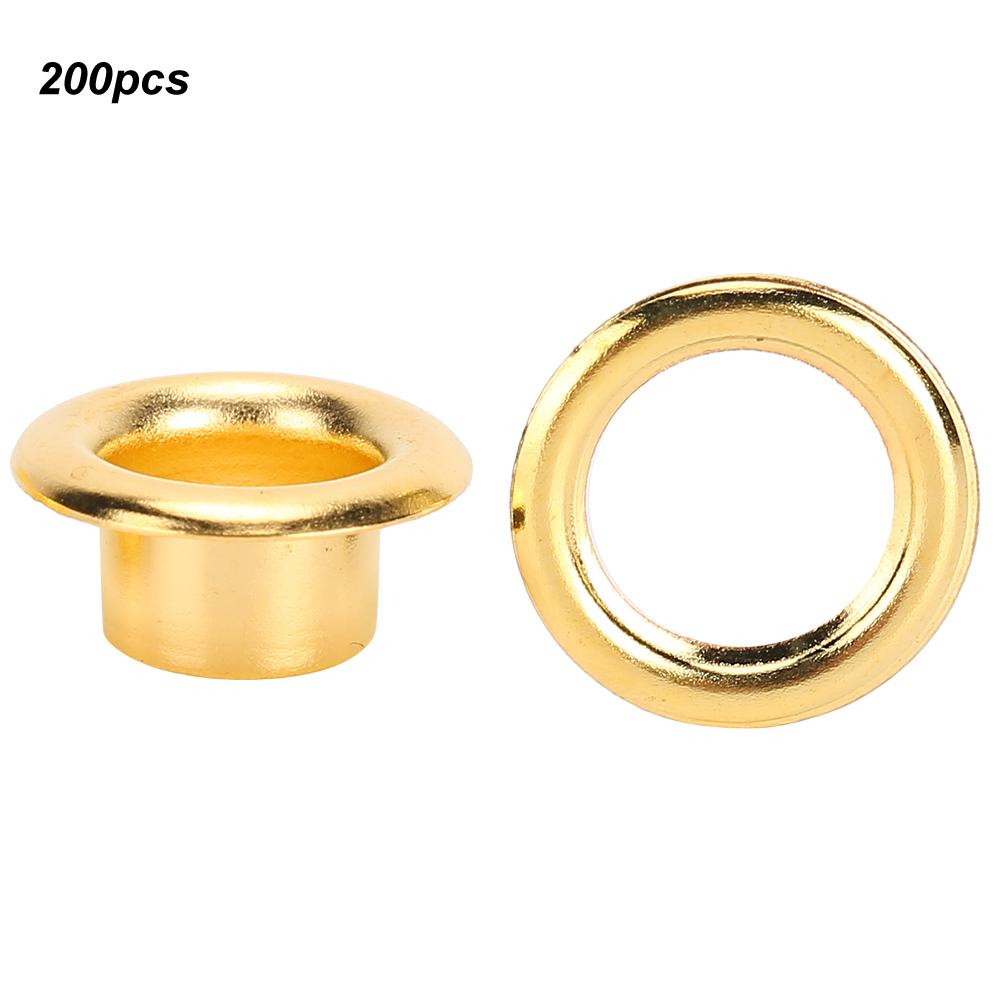 200Pcs 6mm Shoes Grommet Hollow Hole Rivet DIY Hand Made Brass Gold Leather Accessories