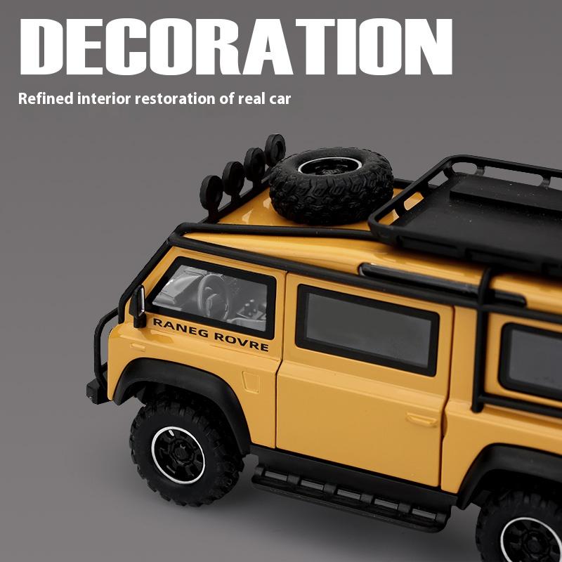 With Base 1/32 Land Rover Defender Off-Road Vehicle Die-cast Metal Camper Van Model Children's Toy Car Boy Gift Ornaments