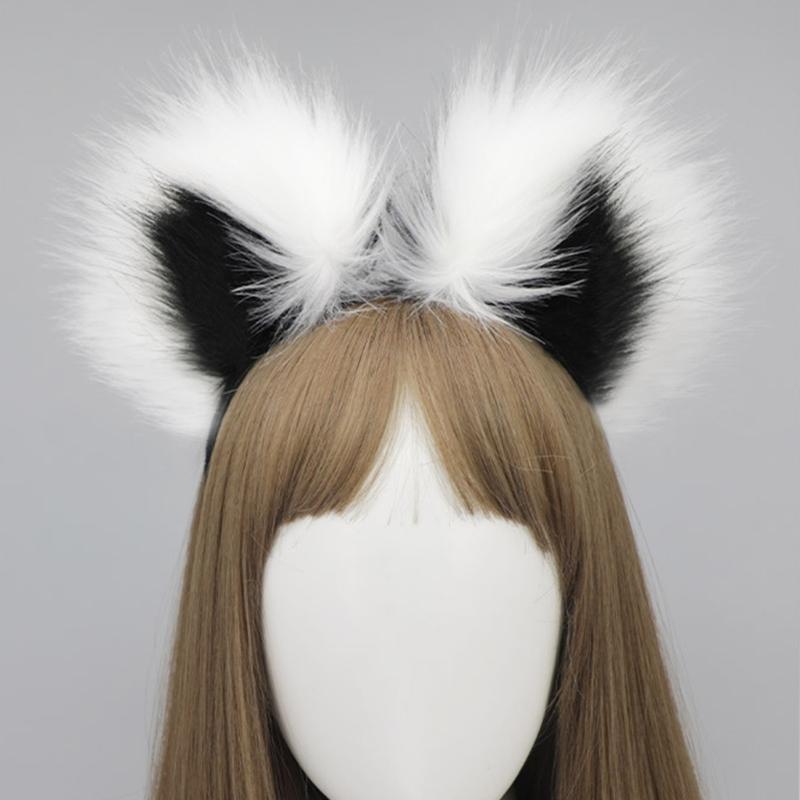 Süßes Studentenmädchen Waschbär-Ohren Haarband/ Langer Schwanz Foto machen Stirnbänder Mehrfarbig Cartoon Karneval Haarreifen
