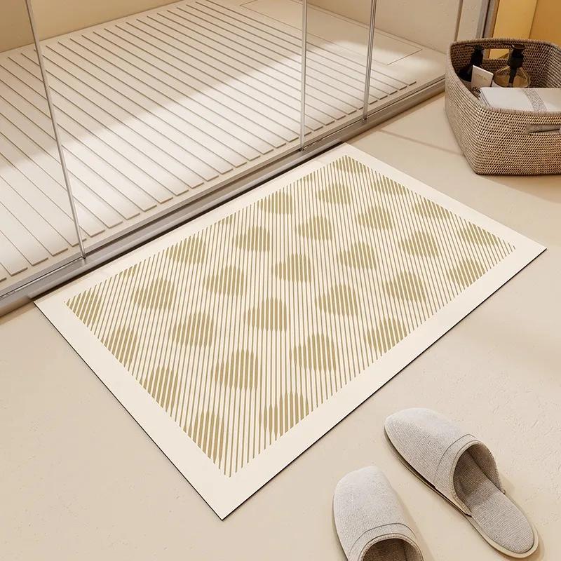 Tapis à Carreaux et Rayures Colorées Style Bohème Européen Salon Canapé Chambre à Coucher Salle de Jeu Bureau Salle de Bain Tapis de Sol d'Entrée Antidérapant Décoratif