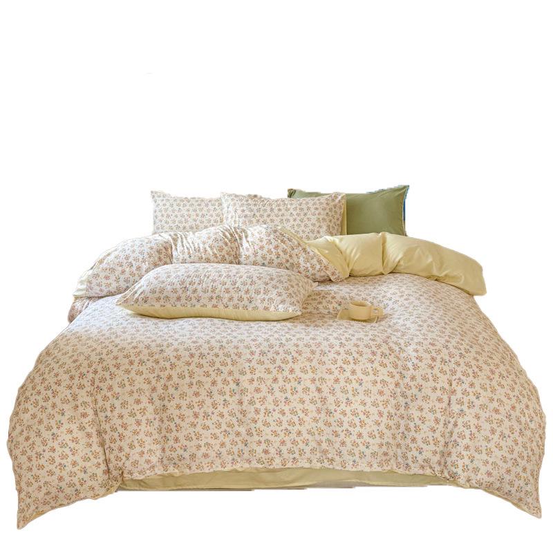 Class A Double Layer Gauze Floral Jacquard Bamboo Cotton Bedding Set - Fresh Design for Student Dormitory