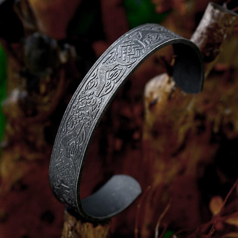 

BEIER 2021 Stainless Steel Handmade Nordic Rune Bangle Viking Men Bracelet Vintage Jewelry Wholesale 65-68mm