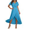 Women's Elegant Loose-Fit V-Neck Short-Sleeve Flowing Resort Dress