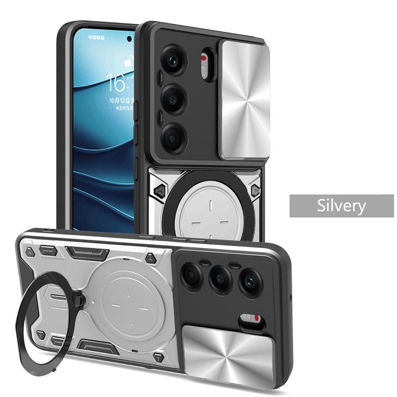 Pancerne Etui z Magnetycznym Pierścieniem-Podstawką Dla Tecno Camon 40 Pro 4G 5G Wstrząsoodporne Przesuwane Ochronne Etui na Telefon z Ochroną Aparatu dla Tecno Camon40